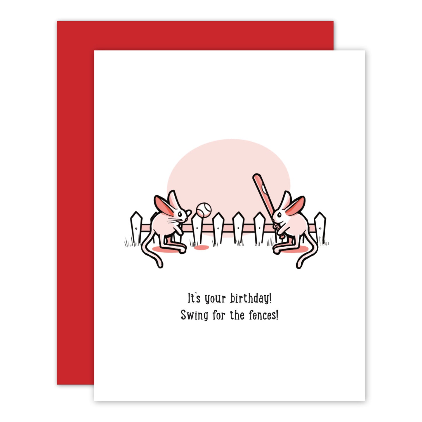 Sporty Kangaroo Mice Baseball Birthday Card