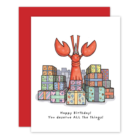 Little Lobster Birthday Presents Card