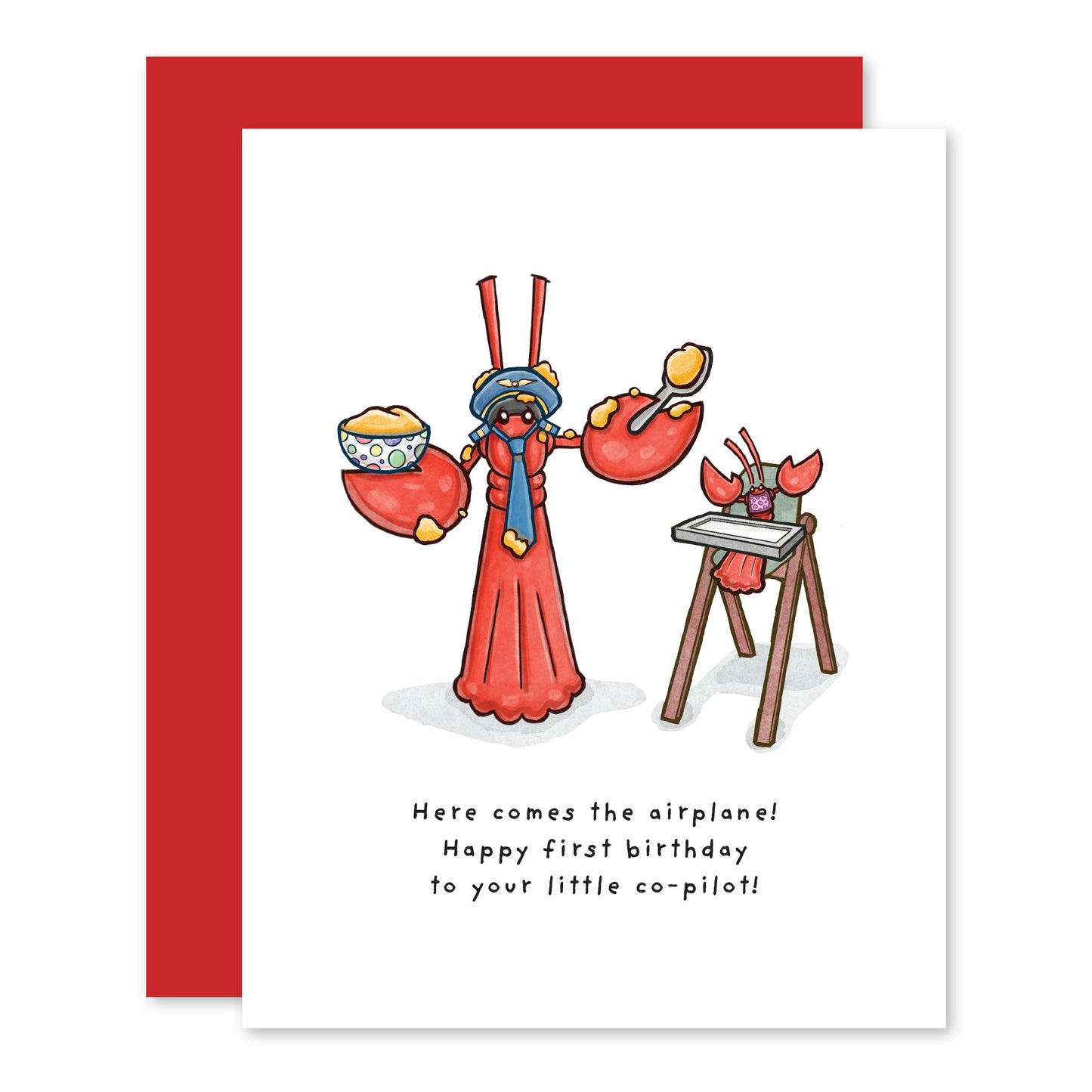 Little Lobster Pilot First Birthday Card