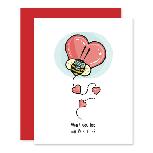 Cozy Bee Big Heart Valentine’s Day Card