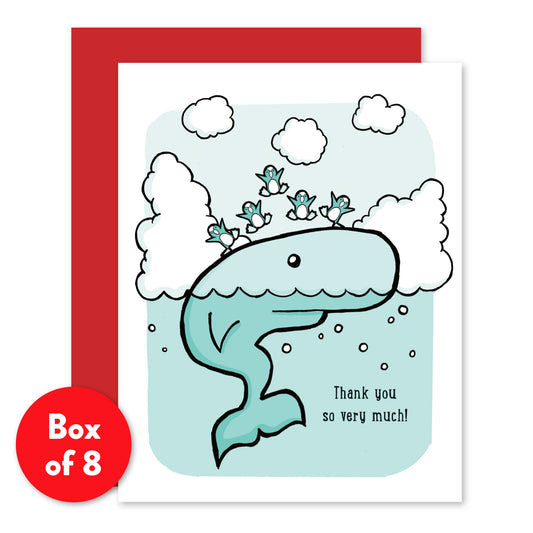 Whale and Penguin Thank You Card, Box of 8