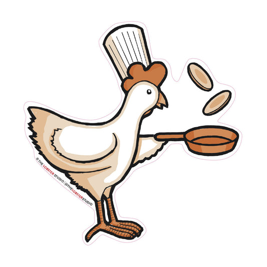 Creative Chicken Flipping Pancakes Vinyl Sticker