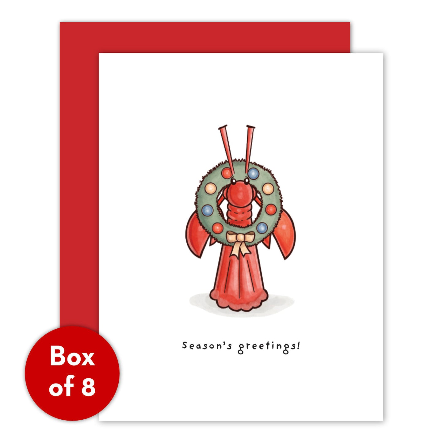Little Lobster Holiday Wreath Card — Box of 8