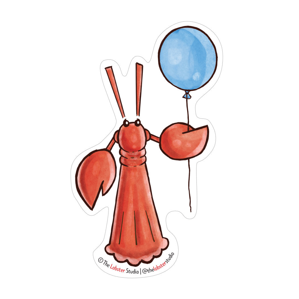 Little Lobster with Balloon Vinyl Sticker