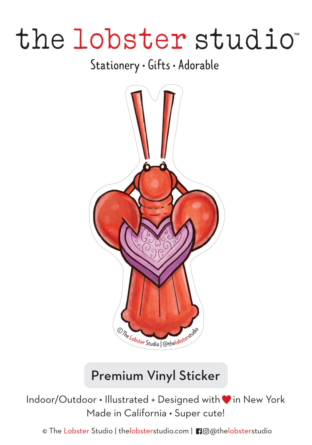 Little Lobster Love Vinyl Sticker
