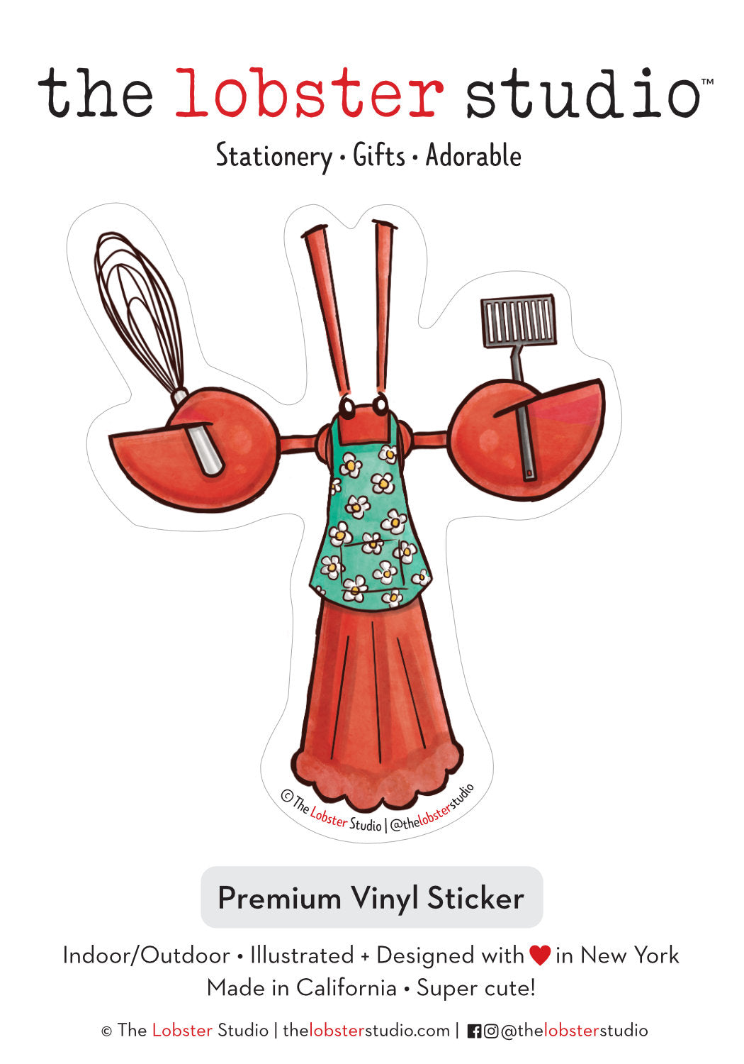 Little Lobster Cooking Vinyl Sticker